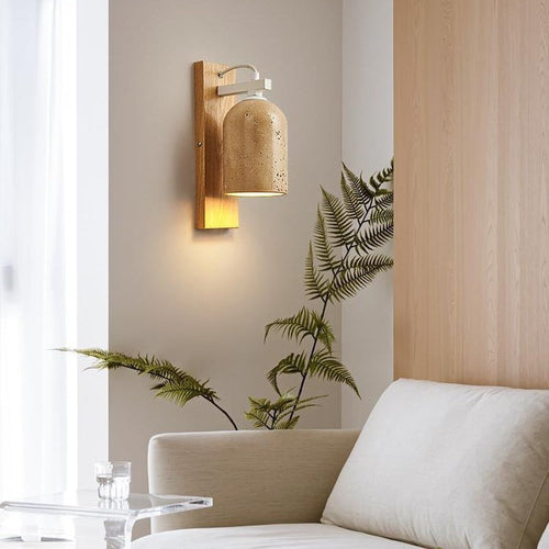 Japanese Walnut Cylinder 1-Light Wall Sconce Lamp