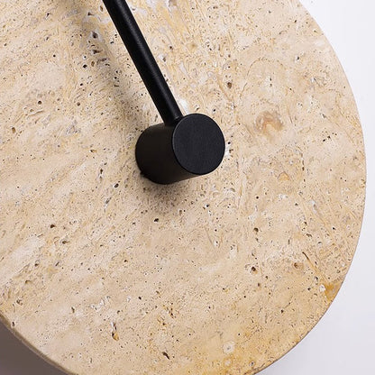 Minimalist Travertine Iron Round Long LED Wall Sconce Lamp