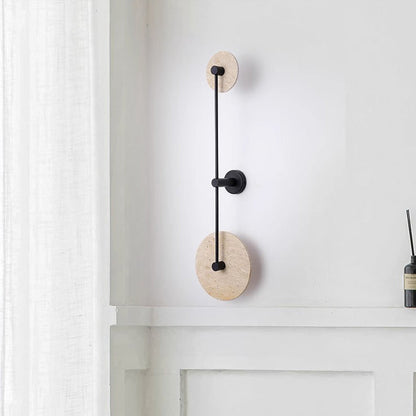 Minimalist Travertine Iron Round Long LED Wall Sconce Lamp
