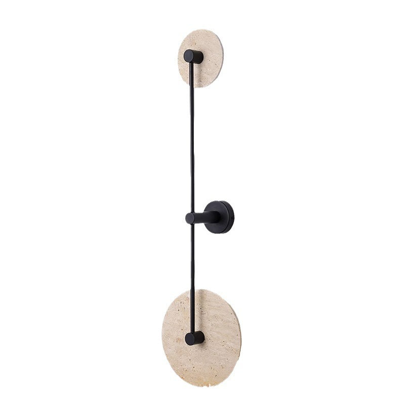 Minimalist Travertine Iron Round Long LED Wall Sconce Lamp