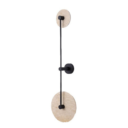 Minimalist Travertine Iron Round Long LED Wall Sconce Lamp