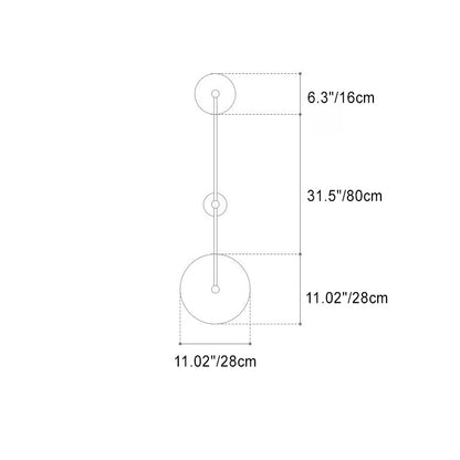 Minimalist Travertine Iron Round Long LED Wall Sconce Lamp
