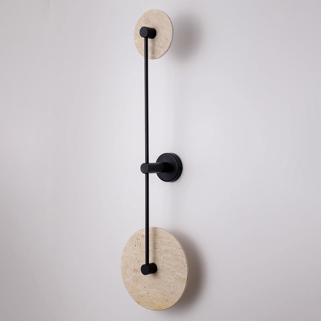 Minimalist Travertine Iron Round Long LED Wall Sconce Lamp
