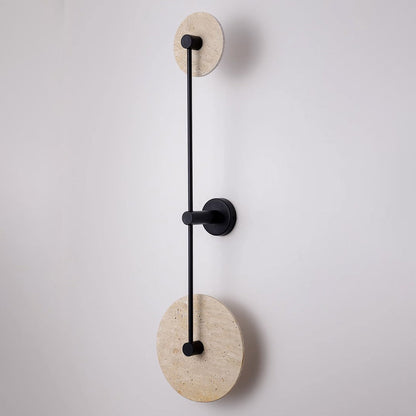 Minimalist Travertine Iron Round Long LED Wall Sconce Lamp