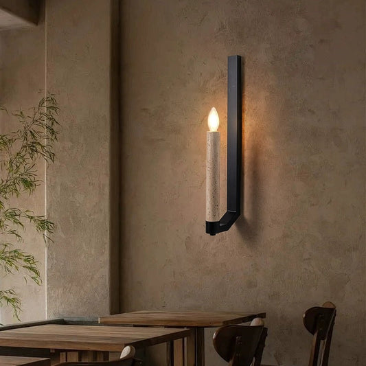 Travertine Candle Holder Curved 1-Light Wall Sconce Lamp