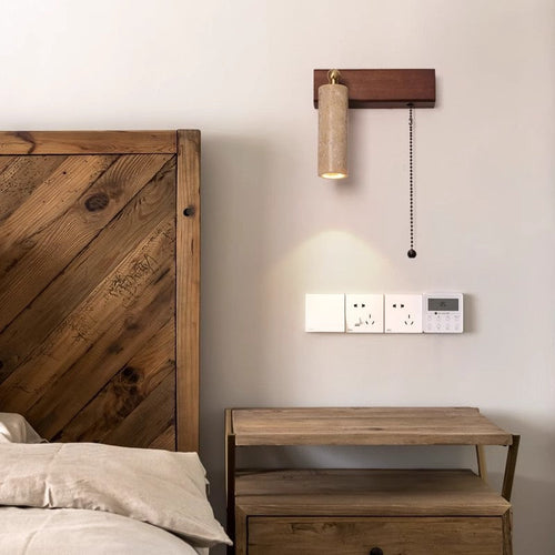 Travertine Spotlight Pull Chain LED Wall Sconce Lamp