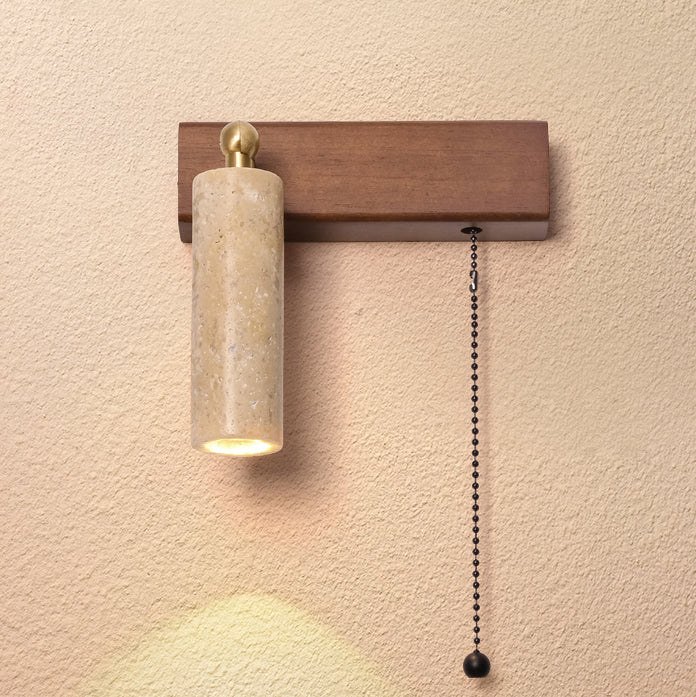 Travertine Spotlight Pull Chain LED Wall Sconce Lamp
