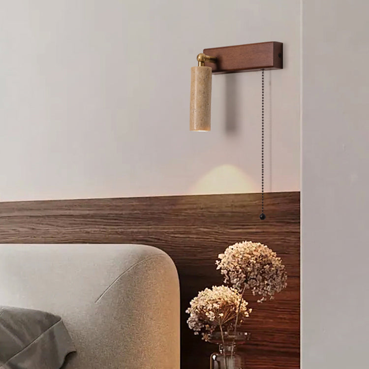 Travertine Spotlight Pull Chain LED Wall Sconce Lamp