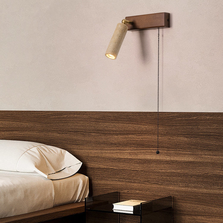 Travertine Spotlight Pull Chain LED Wall Sconce Lamp