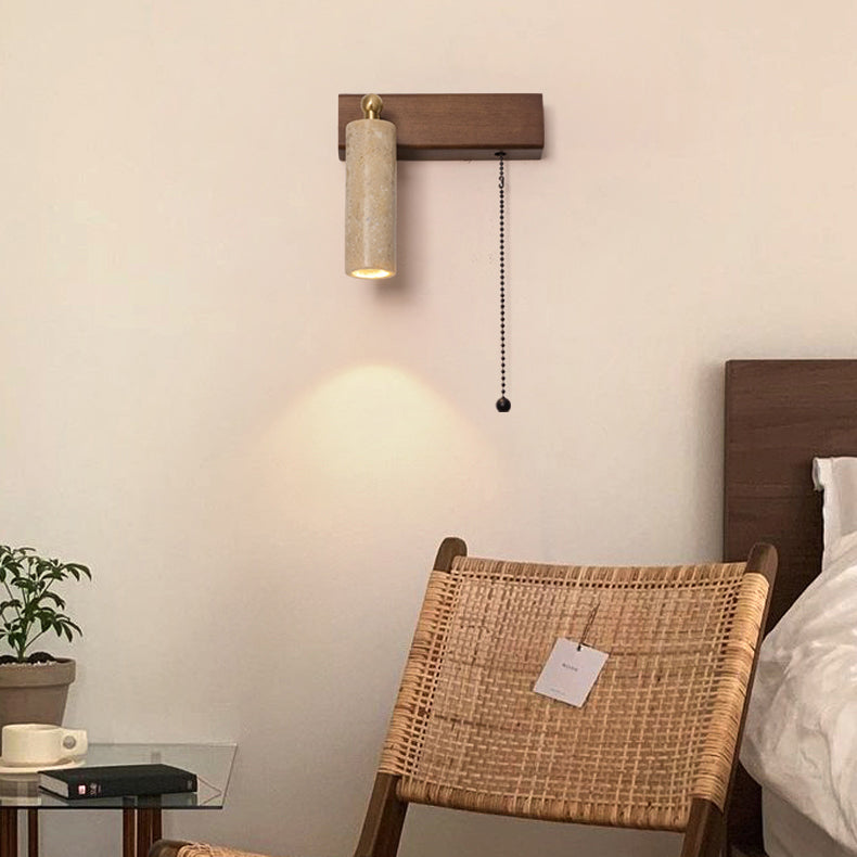 Travertine Spotlight Pull Chain LED Wall Sconce Lamp