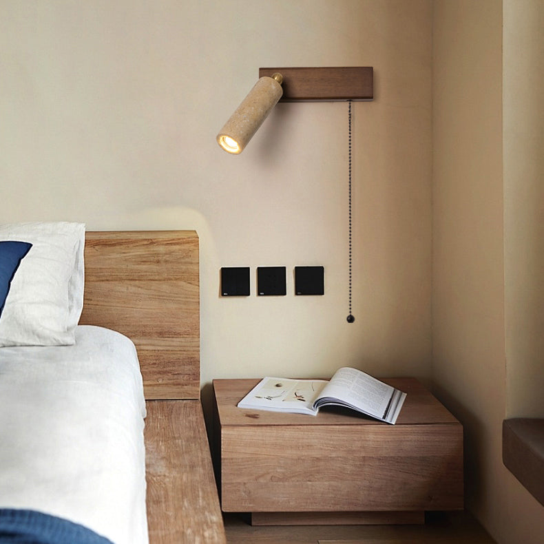 Travertine Spotlight Pull Chain LED Wall Sconce Lamp