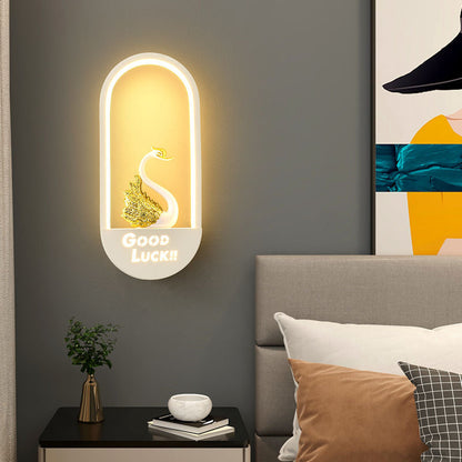 Iron PVC Elliptical Perfume Swan LED Wall Sconce Lamp