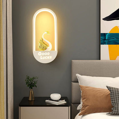 Iron PVC Elliptical Perfume Swan LED Wall Sconce Lamp