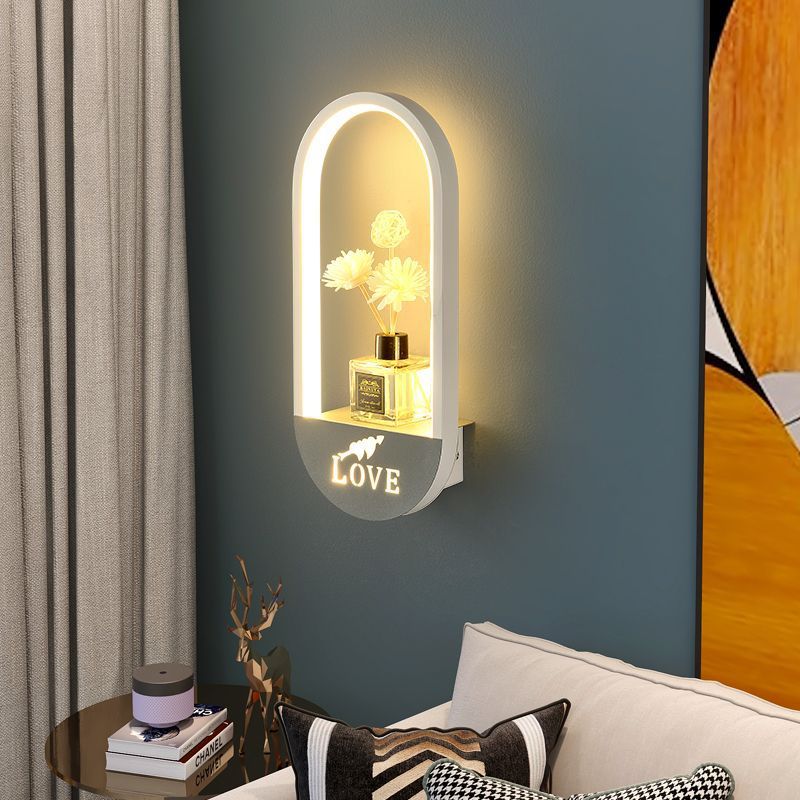 Iron PVC Elliptical Perfume Swan LED Wall Sconce Lamp