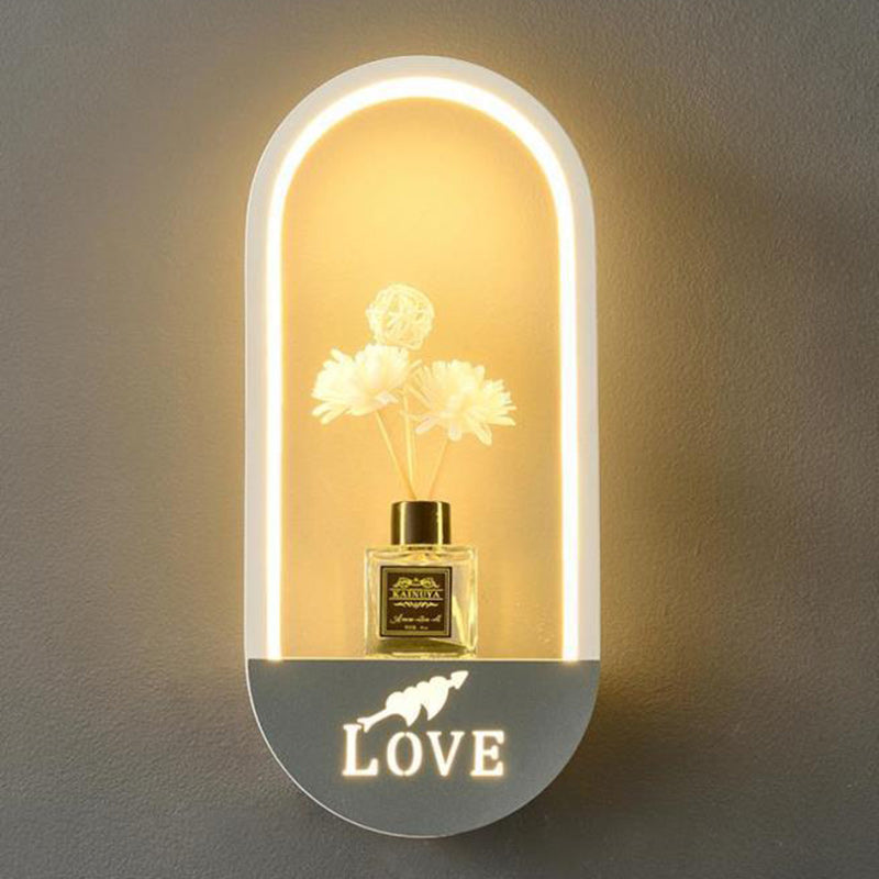 Iron PVC Elliptical Perfume Swan LED Wall Sconce Lamp