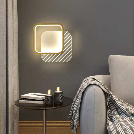 Simplicity PVC Square Round Striped LED Wall Sconce Lamp