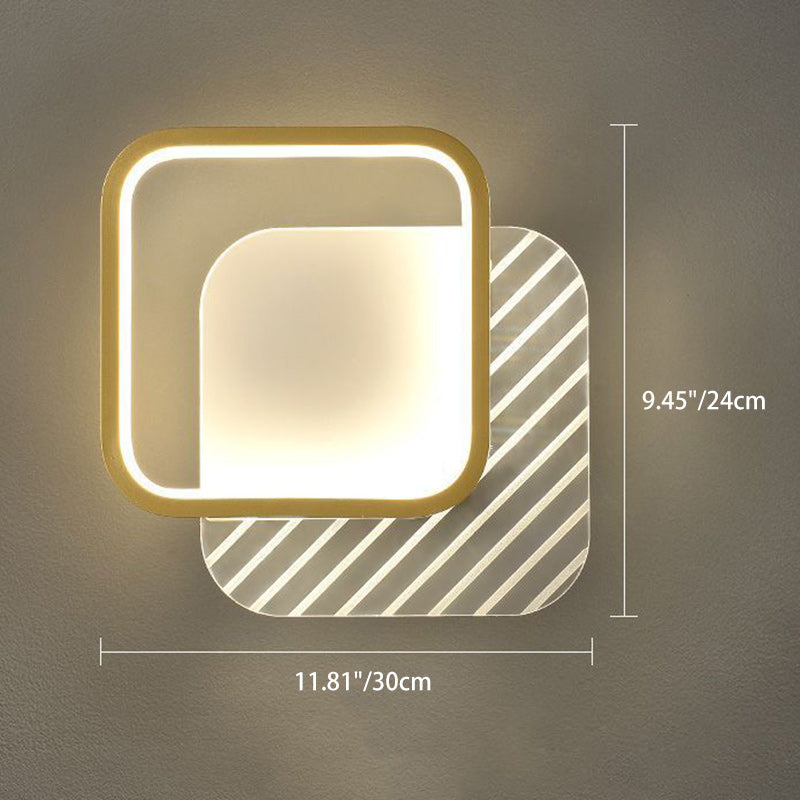 Simplicity PVC Square Round Striped LED Wall Sconce Lamp