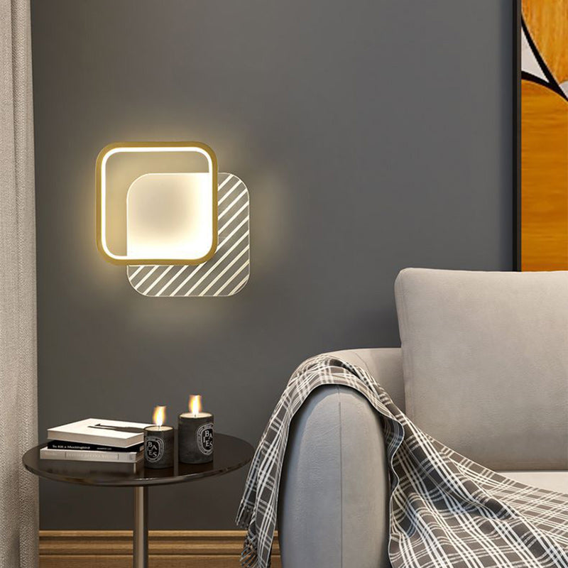 Simplicity PVC Square Round Striped LED Wall Sconce Lamp