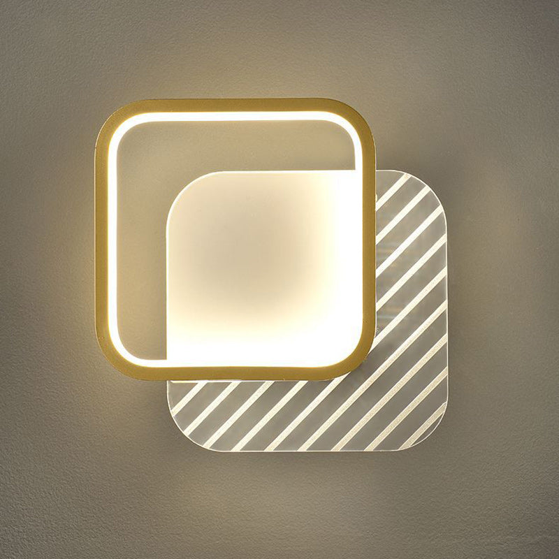 Simplicity PVC Square Round Striped LED Wall Sconce Lamp