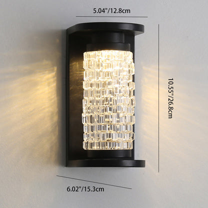 Waterproof Imitation Crystal Cylinder LED Wall Sconce Lamp