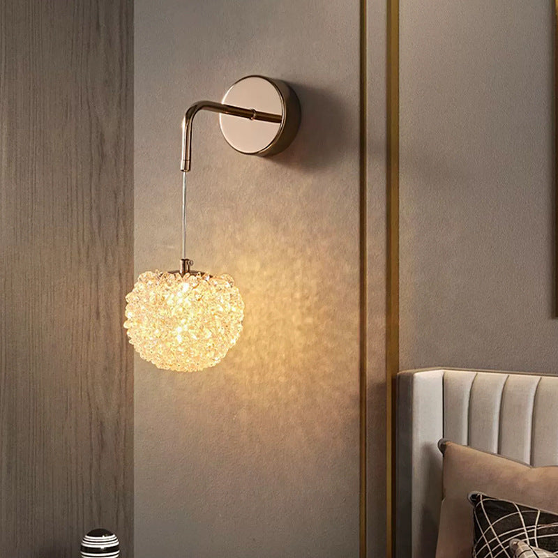 Hardware Crystal Ball Diamond 1/2 Light Wall Sconce Lamp