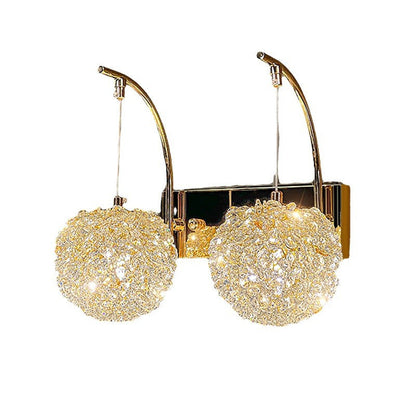 Hardware Crystal Ball Diamond 1/2 Light Wall Sconce Lamp