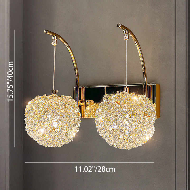 Hardware Crystal Ball Diamond 1/2 Light Wall Sconce Lamp