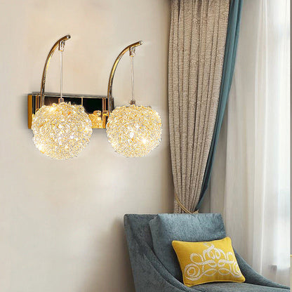 Hardware Crystal Ball Diamond 1/2 Light Wall Sconce Lamp