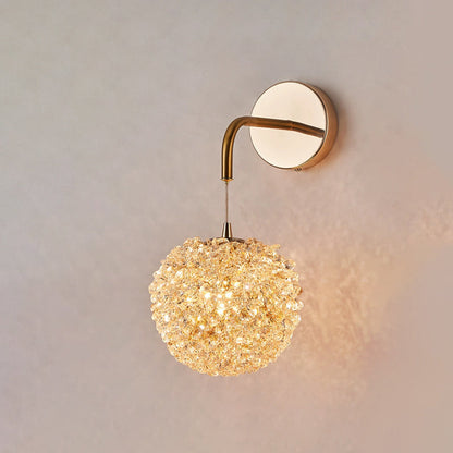 Hardware Crystal Ball Diamond 1/2 Light Wall Sconce Lamp
