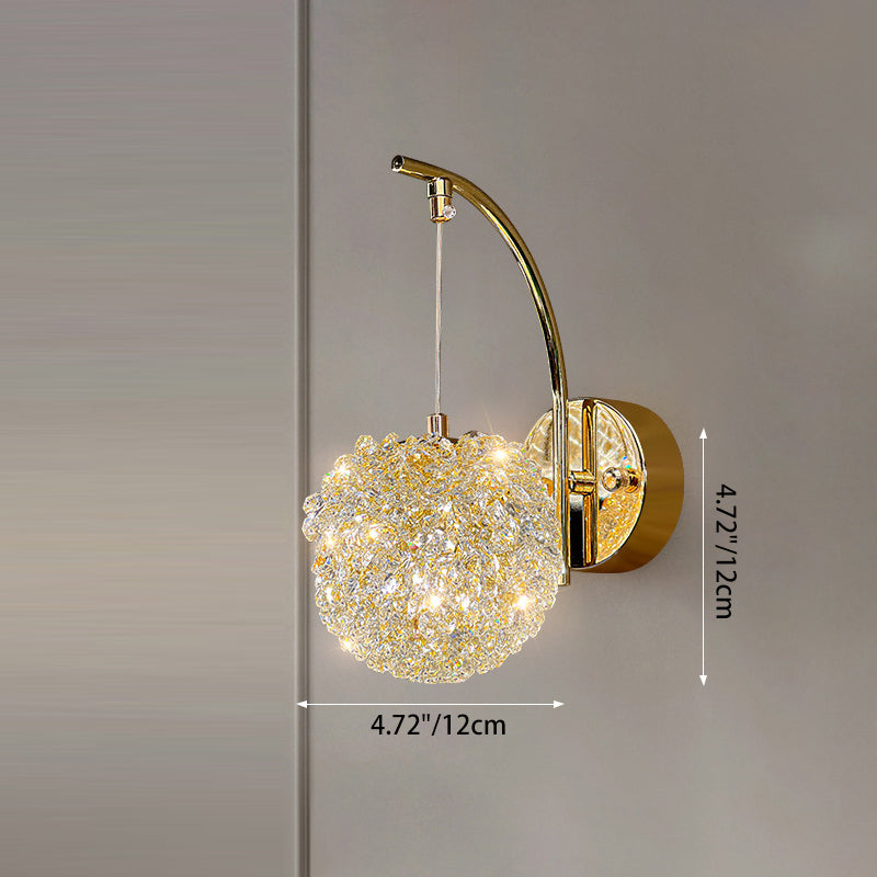 Hardware Crystal Ball Diamond 1/2 Light Wall Sconce Lamp