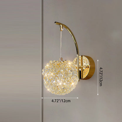 Hardware Crystal Ball Diamond 1/2 Light Wall Sconce Lamp