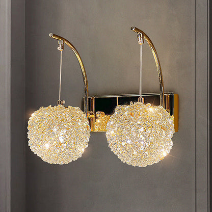 Hardware Crystal Ball Diamond 1/2 Light Wall Sconce Lamp
