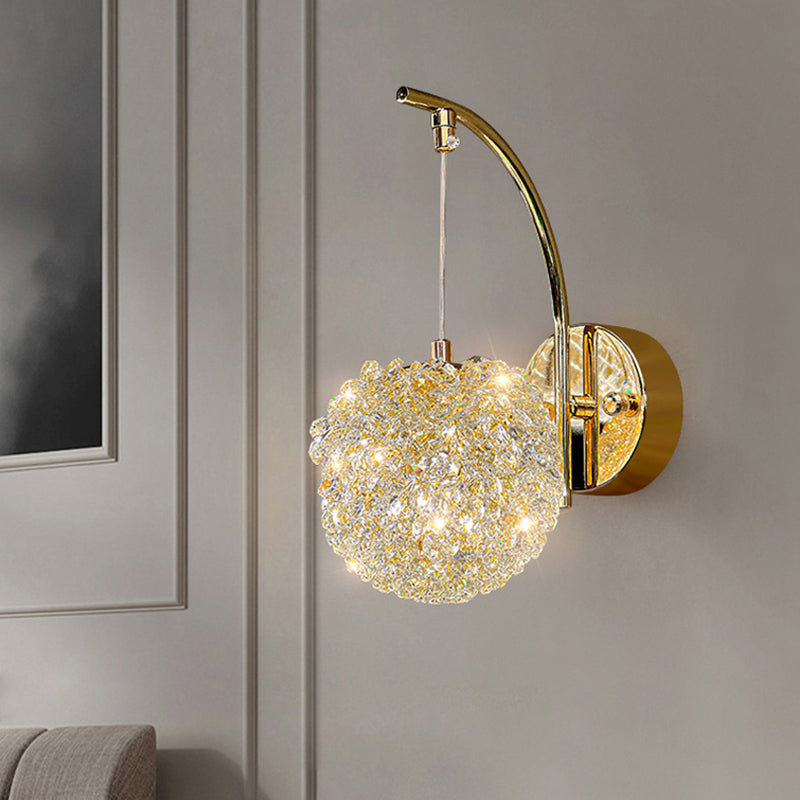 Hardware Crystal Ball Diamond 1/2 Light Wall Sconce Lamp