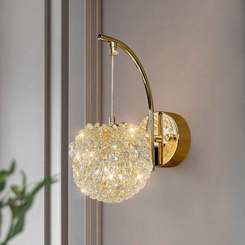 Hardware Crystal Ball Diamond 1/2 Light Wall Sconce Lamp