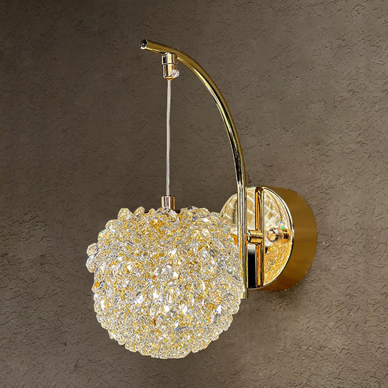 Hardware Crystal Ball Diamond 1/2 Light Wall Sconce Lamp