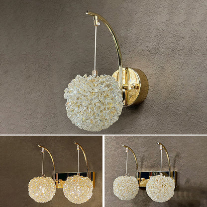Hardware Crystal Ball Diamond 1/2 Light Wall Sconce Lamp