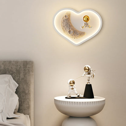 Iron Moon Astronaut Round Cloud Heart LED Wall Sconce Lamp