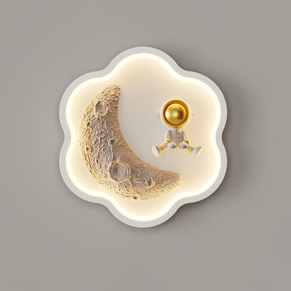 Iron Moon Astronaut Round Cloud Heart LED Wall Sconce Lamp