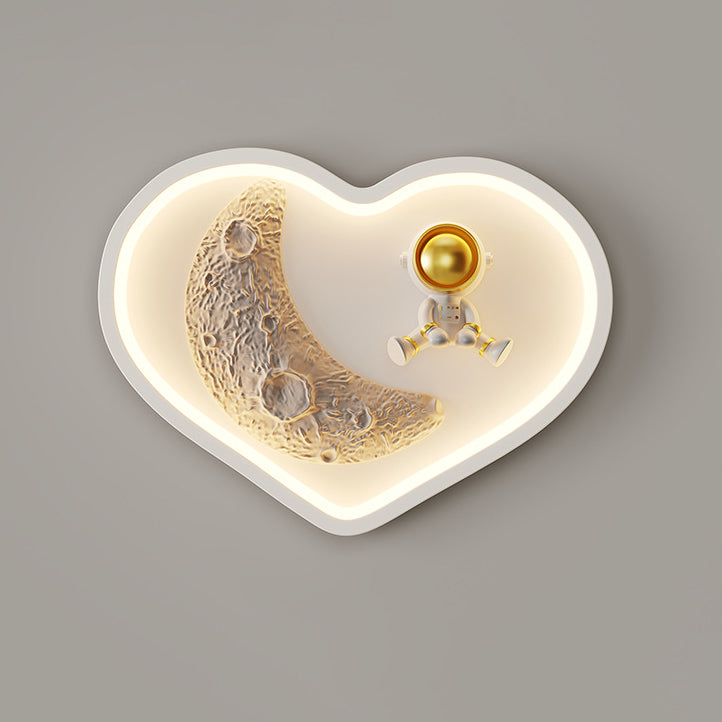 Iron Moon Astronaut Round Cloud Heart LED Wall Sconce Lamp