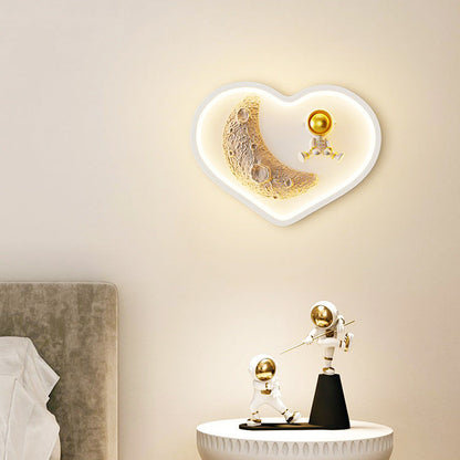 Iron Moon Astronaut Round Cloud Heart LED Wall Sconce Lamp