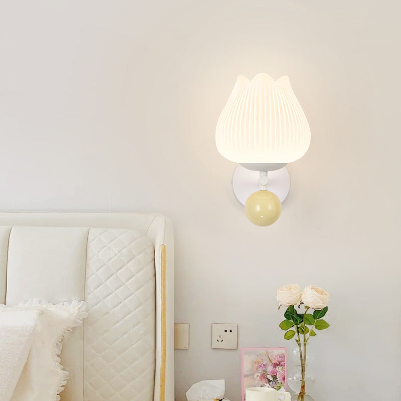 Nordic Iron PE Orchid Striped Ball 1-Light Wall Sconce Lamp