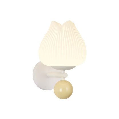 Nordic Iron PE Orchid Striped Ball 1-Light Wall Sconce Lamp