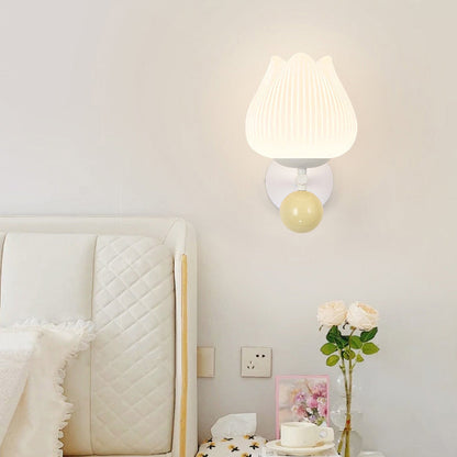 Nordic Iron PE Orchid Striped Ball 1-Light Wall Sconce Lamp