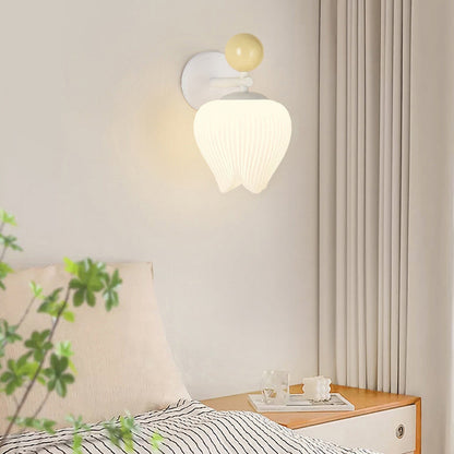 Nordic Iron PE Orchid Striped Ball 1-Light Wall Sconce Lamp