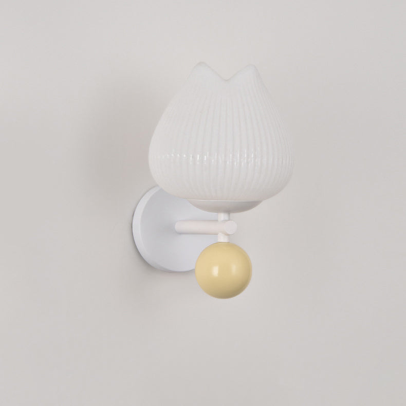 Nordic Iron PE Orchid Striped Ball 1-Light Wall Sconce Lamp