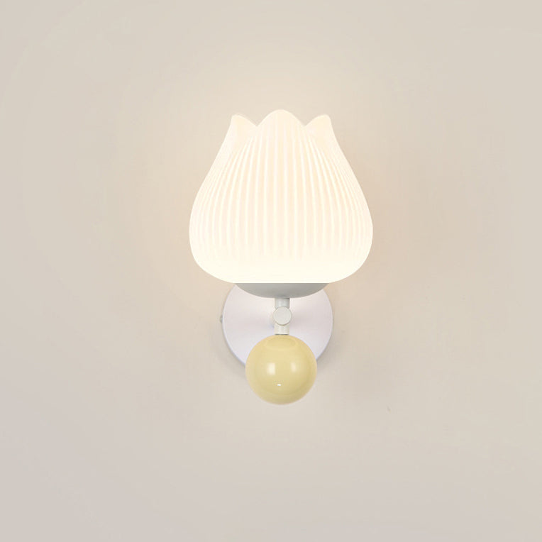 Nordic Iron PE Orchid Striped Ball 1-Light Wall Sconce Lamp