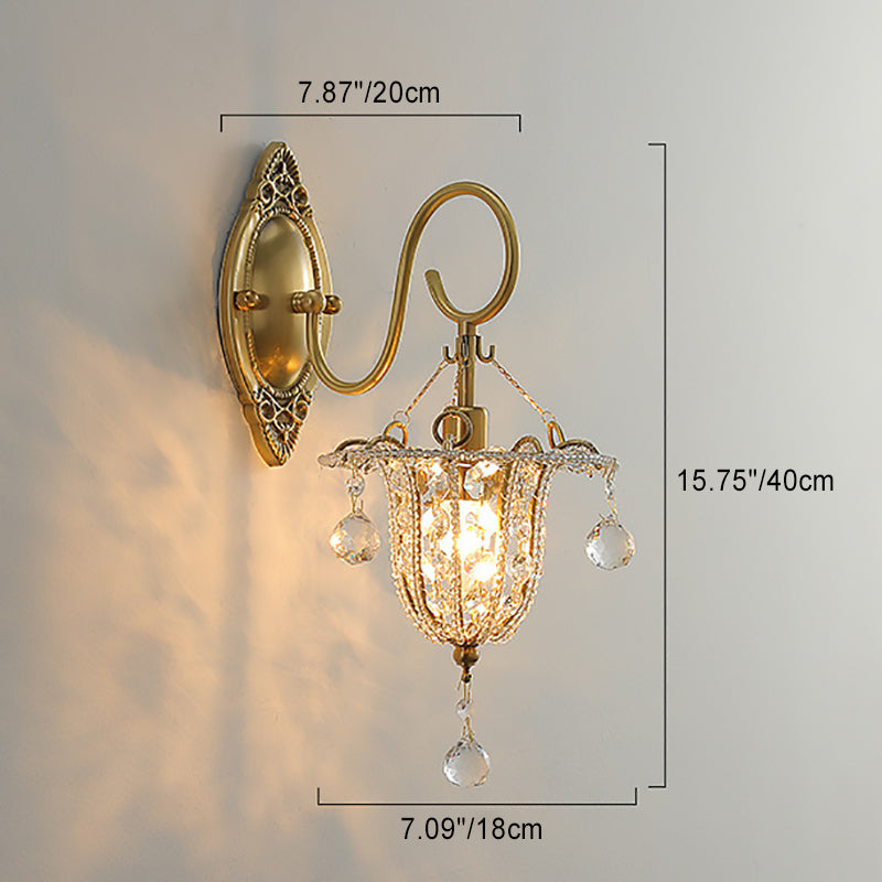 Iron Crystal Elliptical Gooseneck 1-Light Wall Sconce Lamp