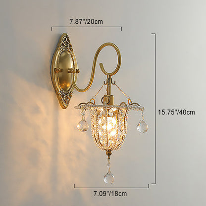 Iron Crystal Elliptical Gooseneck 1-Light Wall Sconce Lamp