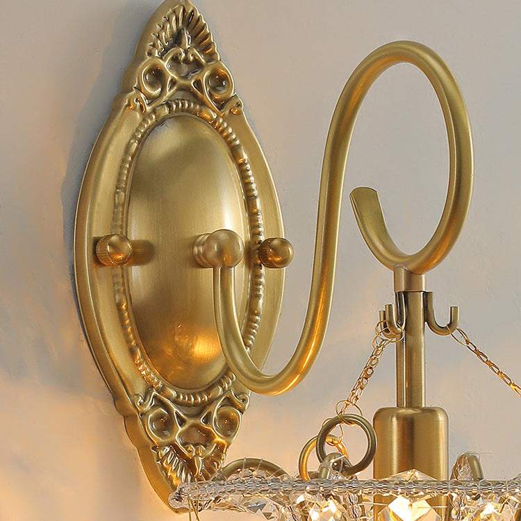 Iron Crystal Elliptical Gooseneck 1-Light Wall Sconce Lamp