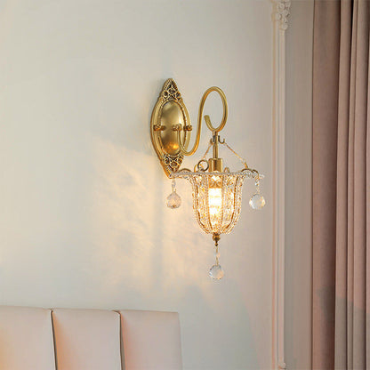 Iron Crystal Elliptical Gooseneck 1-Light Wall Sconce Lamp